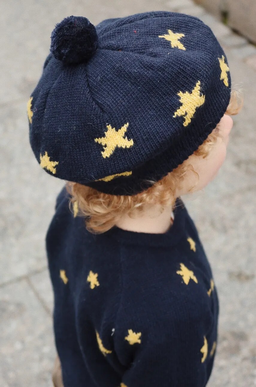Detská baretka z vlnenej zmesi Konges Sløjd BELOU KNIT BERET tmavomodrá farba, vlnený, KS101893