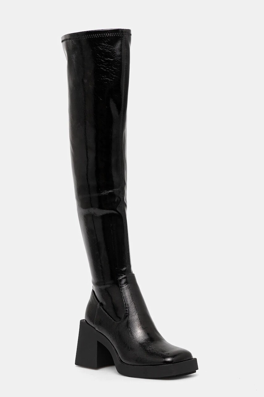 Vysoké čižmy Steve Madden Kolby dámske, čierna farba, na podpätku, SM11003365