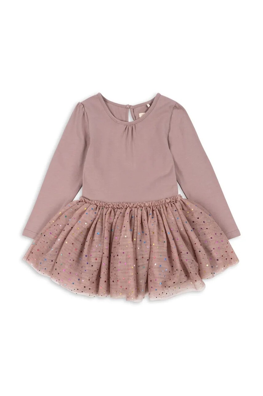 Dievčenské šaty Konges Sløjd FAIRY BALLERINA DRESS GRS béžová farba, mini, áčkový strih, KS101967