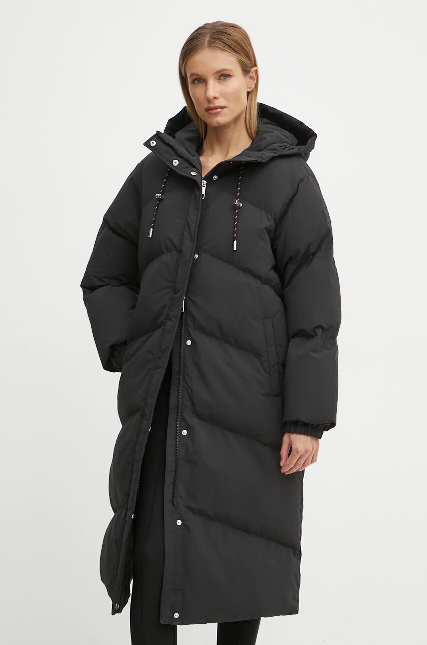 Bunda Boss Orange dámska, čierna farba, zimná, oversize, 50535645