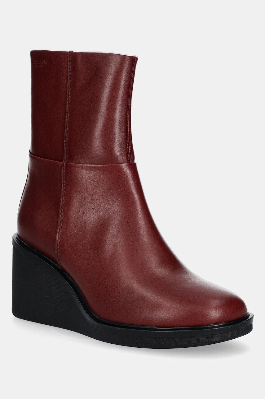 Kožené členkové topánky Vagabond Shoemakers DEENA dámske, bordová farba, na kline, 5832-101-42