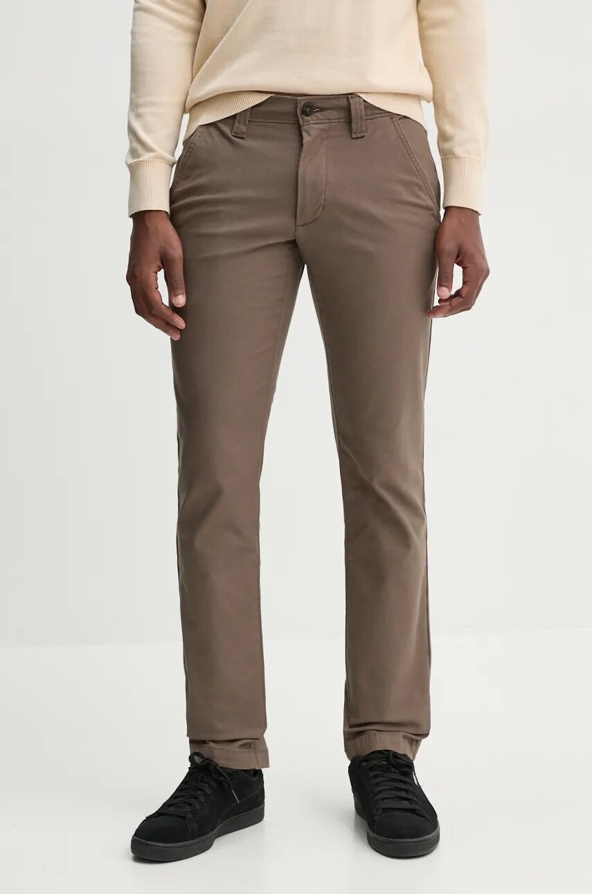 Nohavice Timberland pánske, hnedá farba, strih chinos, TB0A6V32BK01