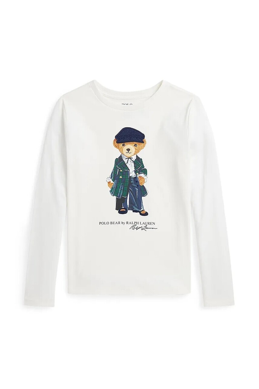 Detská bavlnená košeľa s dlhým rukávom Polo Ralph Lauren biela farba, 313952134001