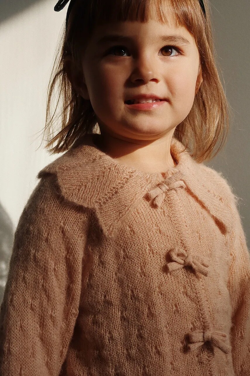 Detský vlnený kardigan Konges Sløjd SMILLA KNIT CARDIGAN oranžová farba, tenký, KS102108