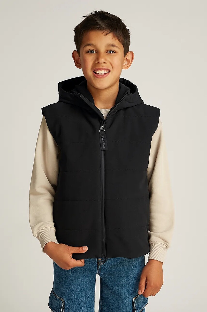 Detská vesta Calvin Klein Jeans 0 čierna farba, IB0IB02417