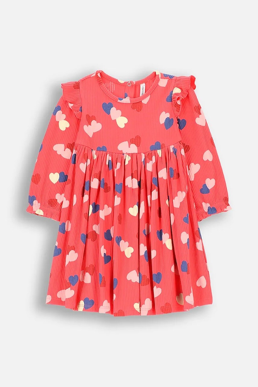 Šaty pre bábätká Coccodrillo ružová farba, mini, áčkový strih, HEARTS GIRL NEWBORN