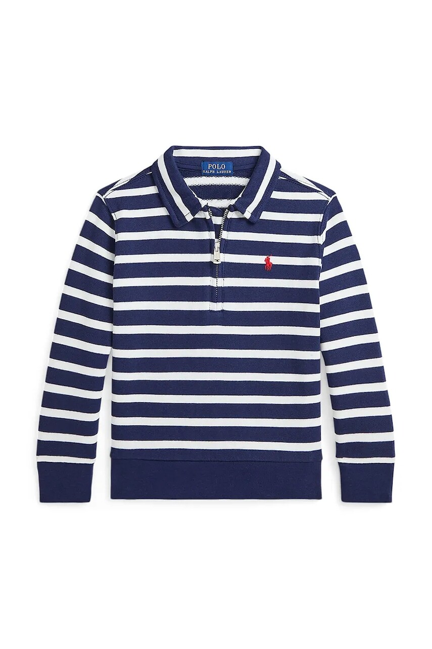 Detská bavlnená mikina Polo Ralph Lauren tmavomodrá farba, vzorovaná, 322958182001