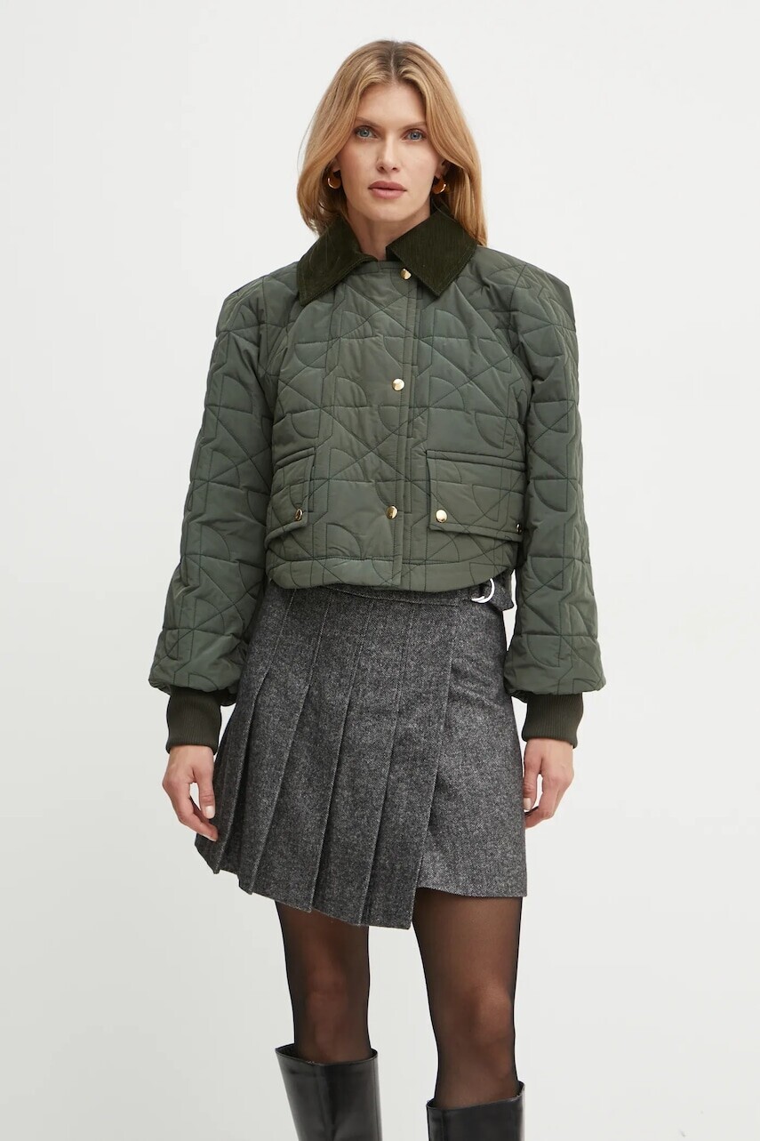 Bunda s prímesou vlny Patou zelená farba, prechodná, oversize, OU0270188