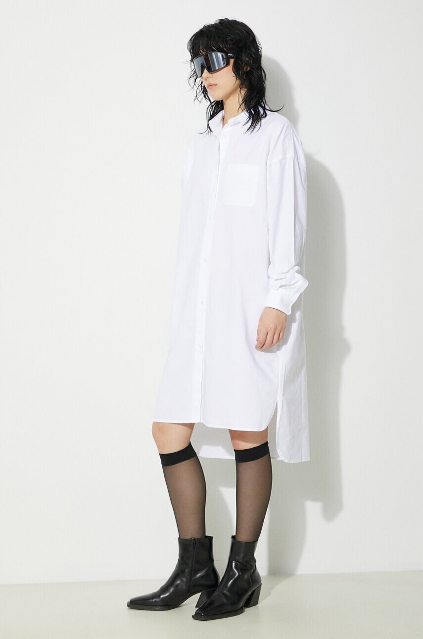 Bavlnené šaty Fiorucci Angel Embroidered biela farba, midi, oversize, W01FPDSH063CO01WH01