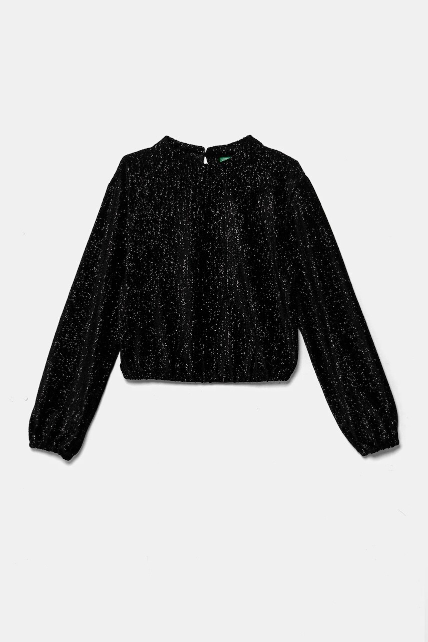 Detské tričko s dlhým rukávom United Colors of Benetton čierna farba, 3JTPC10L2