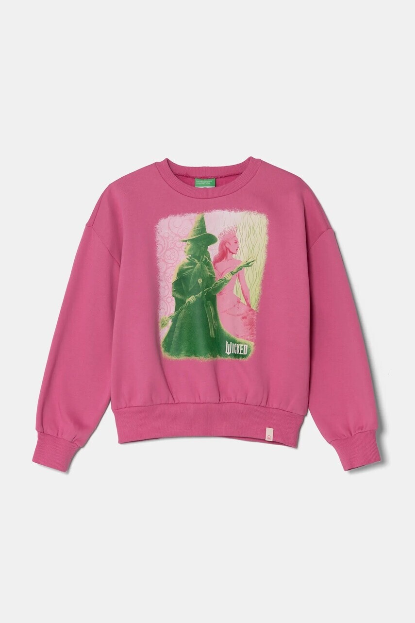 Detská mikina United Colors of Benetton fialová farba, s potlačou, 3FE1C10OI