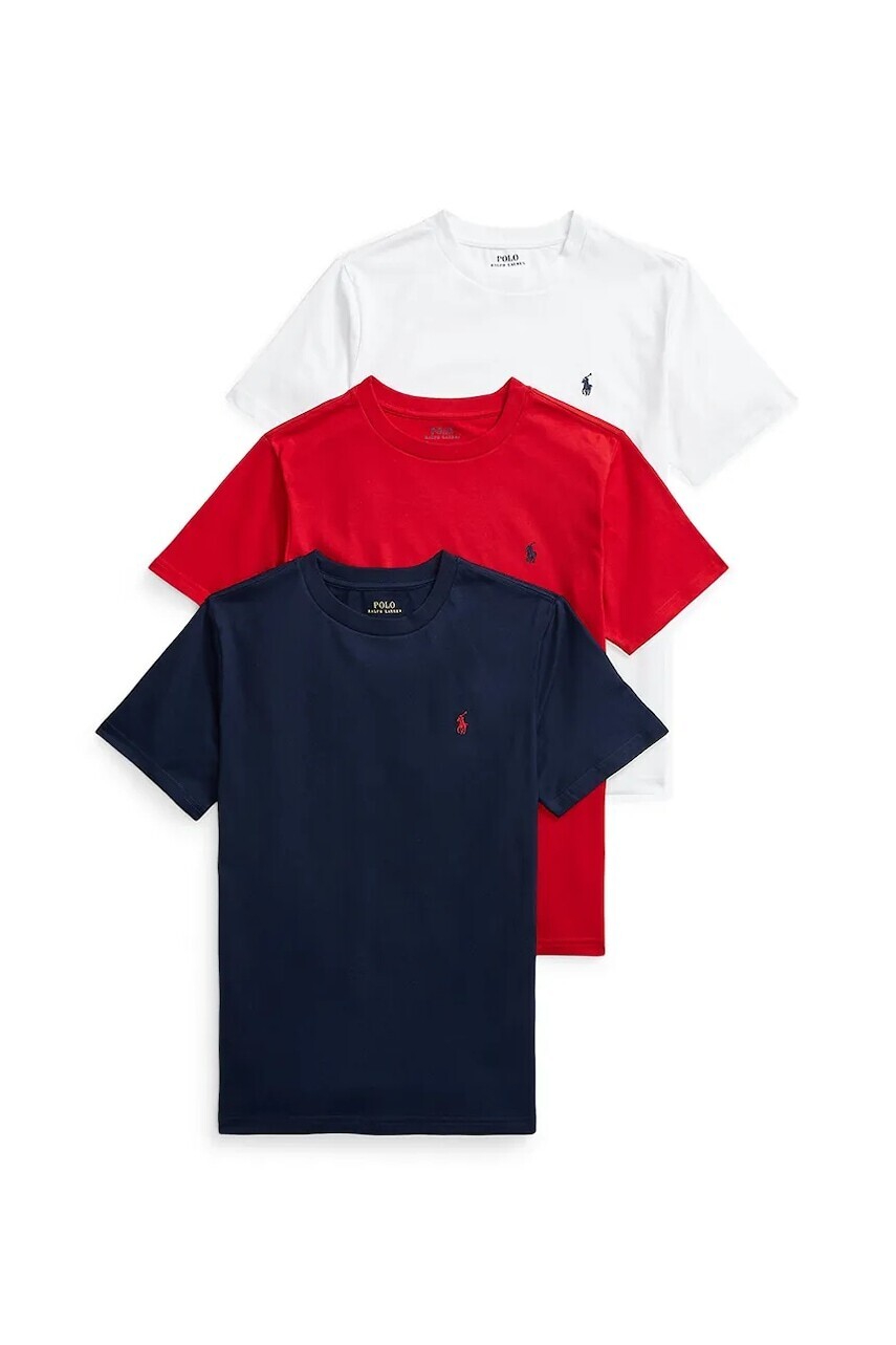 Detské bavlnené tričko Polo Ralph Lauren 3-pak červená farba, jednofarebné, 323884456001