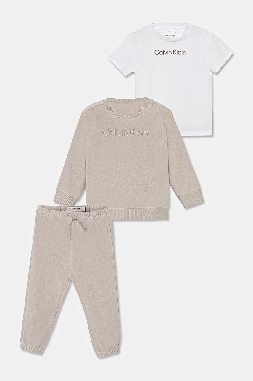 Tepláková súprava pre bábätká Calvin Klein Jeans béžová farba, IN0IN00275