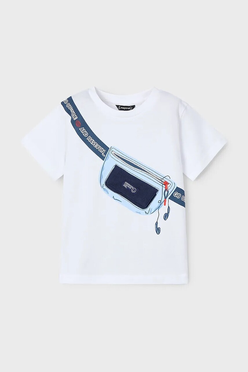 Detské bavlnené tričko Mayoral biela farba, s potlačou, 3036