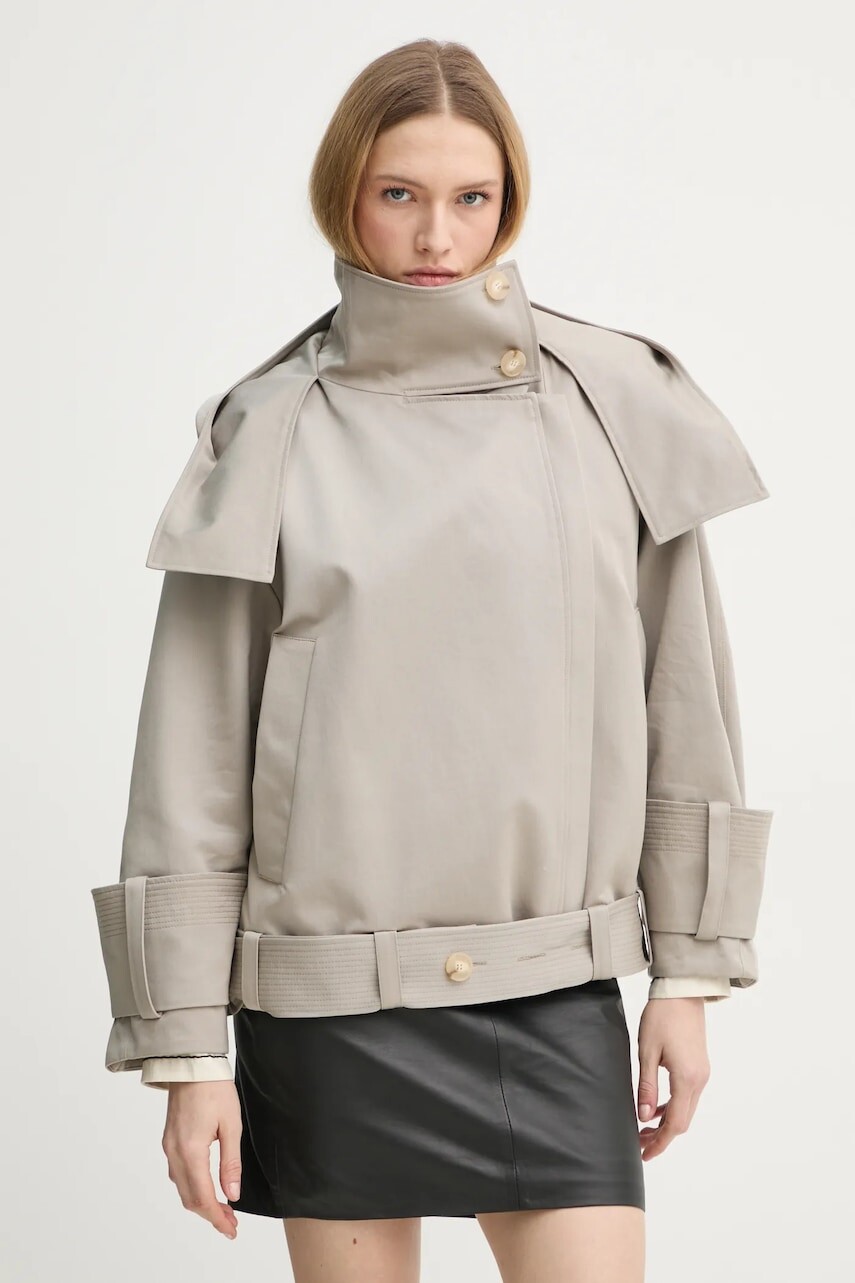 Bunda AERON LINDEN dámska, béžová farba, prechodná, oversize, JK102556