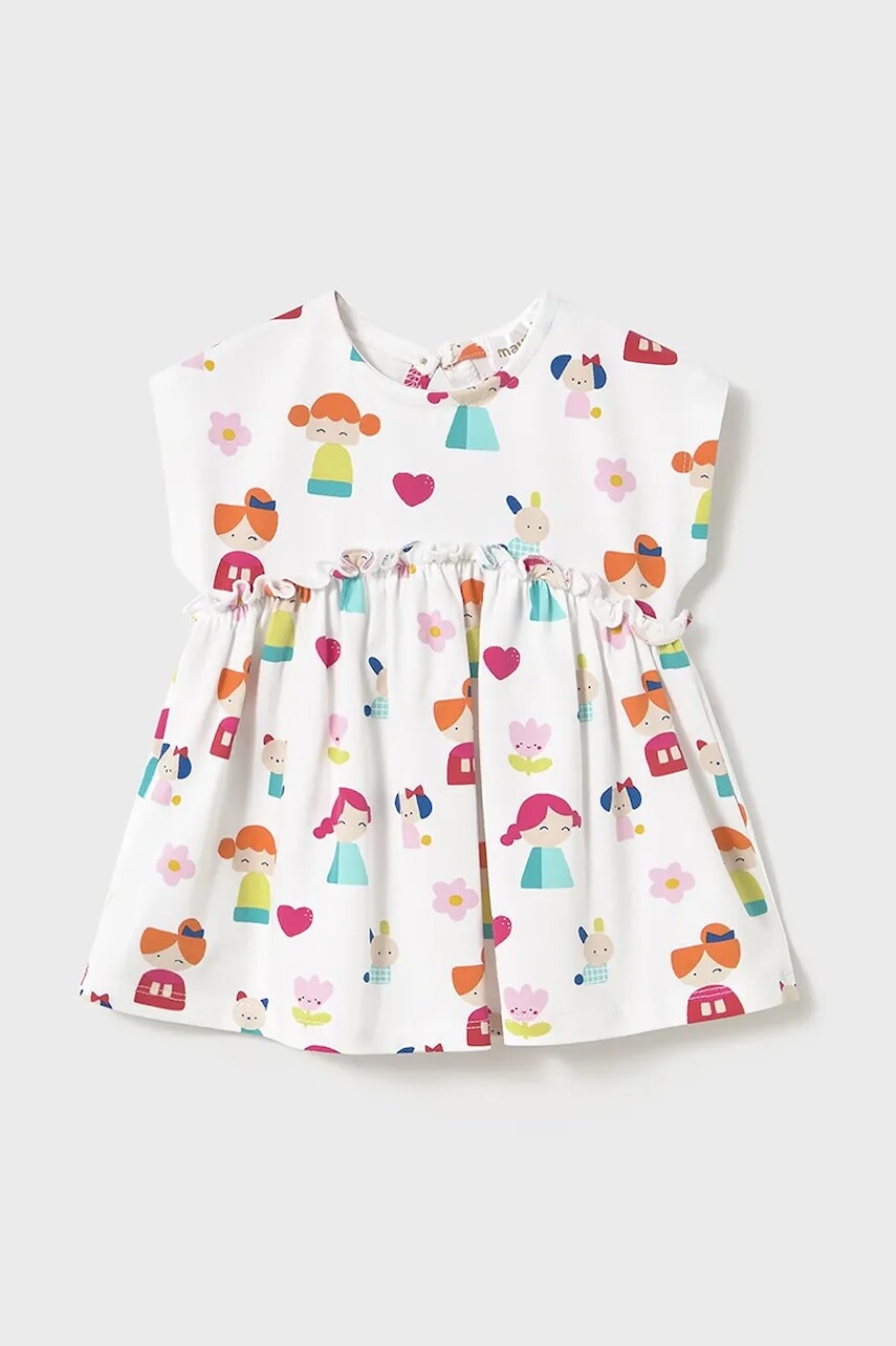 Šaty pre bábätká Mayoral Newborn biela farba, mini, áčkový strih, 1870