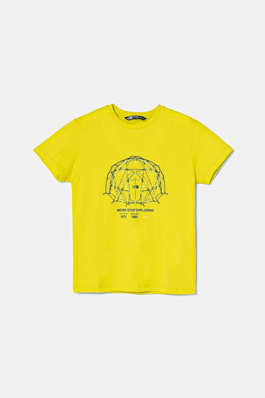 Detské bavlnené tričko The North Face GRAPHIC RELAXED S/S TEE zelená farba, s potlačou, NF0A8AXGJE31