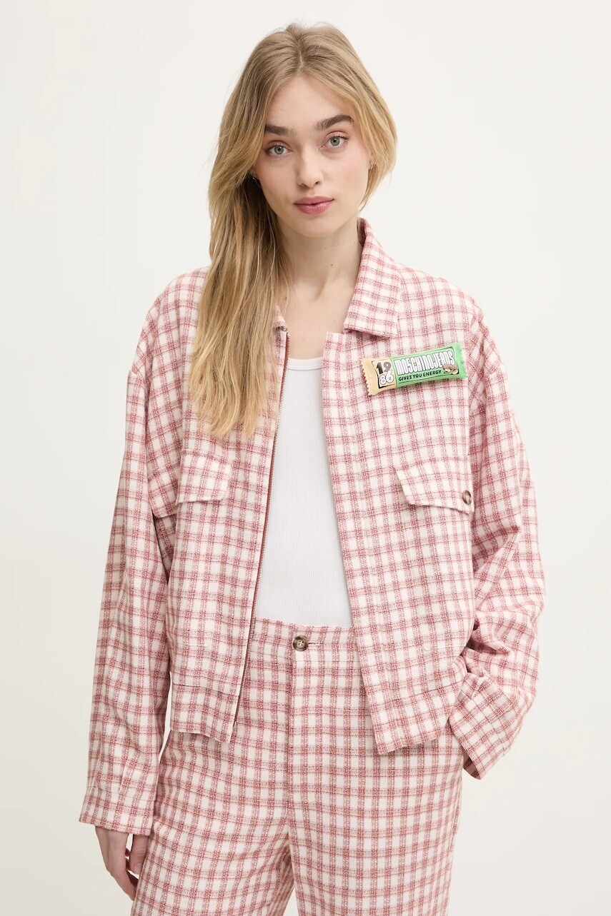 Bunda s prímesou vlny Moschino Jeans béžová farba, prechodná, 0603 3226