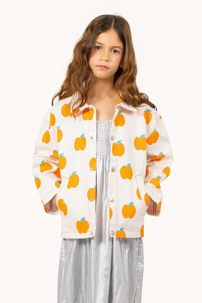 Detská bavlnená bunda Tinycottons APPLES JACKET béžová farba, SS25-214