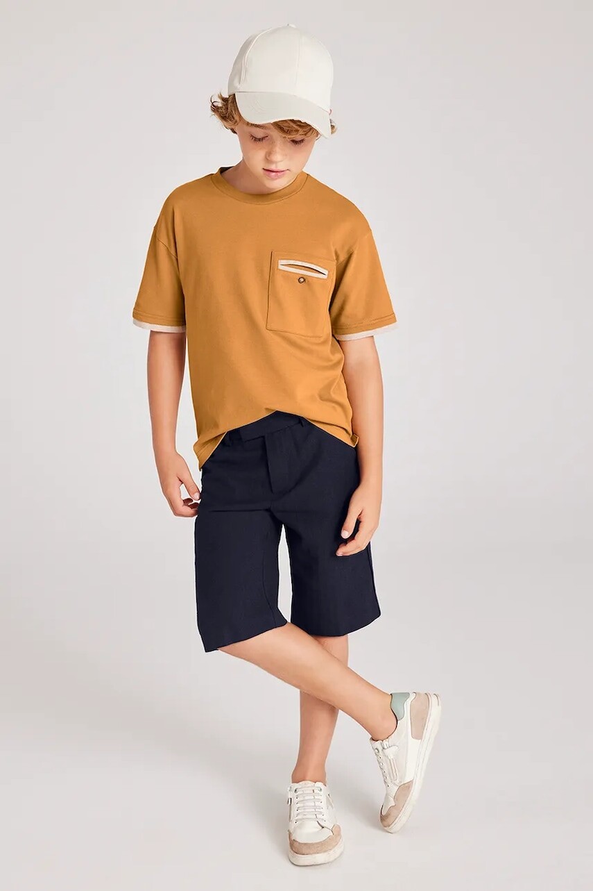 Detské šortky s ľanovou prímesou Mayoral tmavomodrá farba, 6202