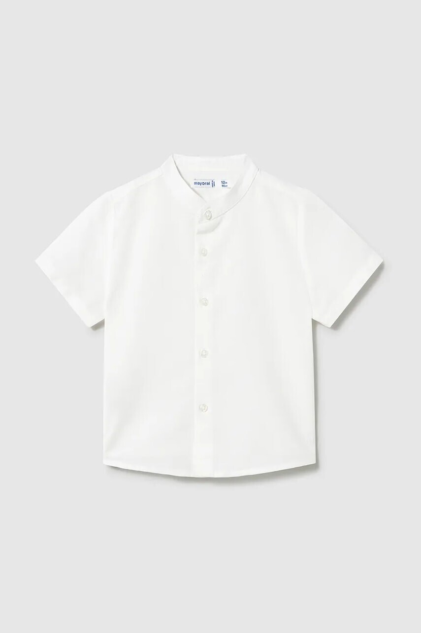 Detská košeľa s prímesou ľanu Mayoral biela farba, 1110