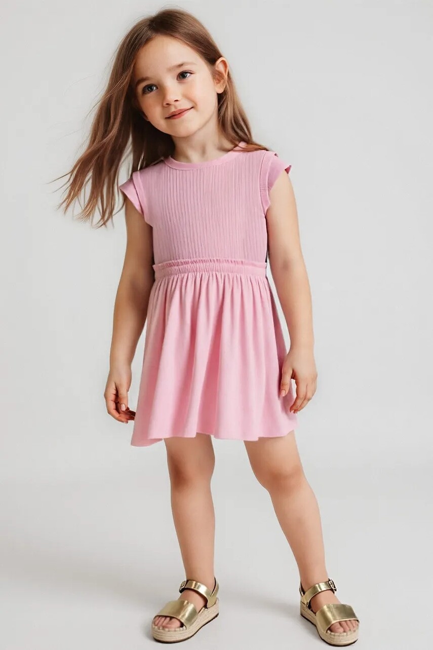 Dievčenské šaty s kabelkou Mayoral ružová farba, mini, áčkový strih, 3927