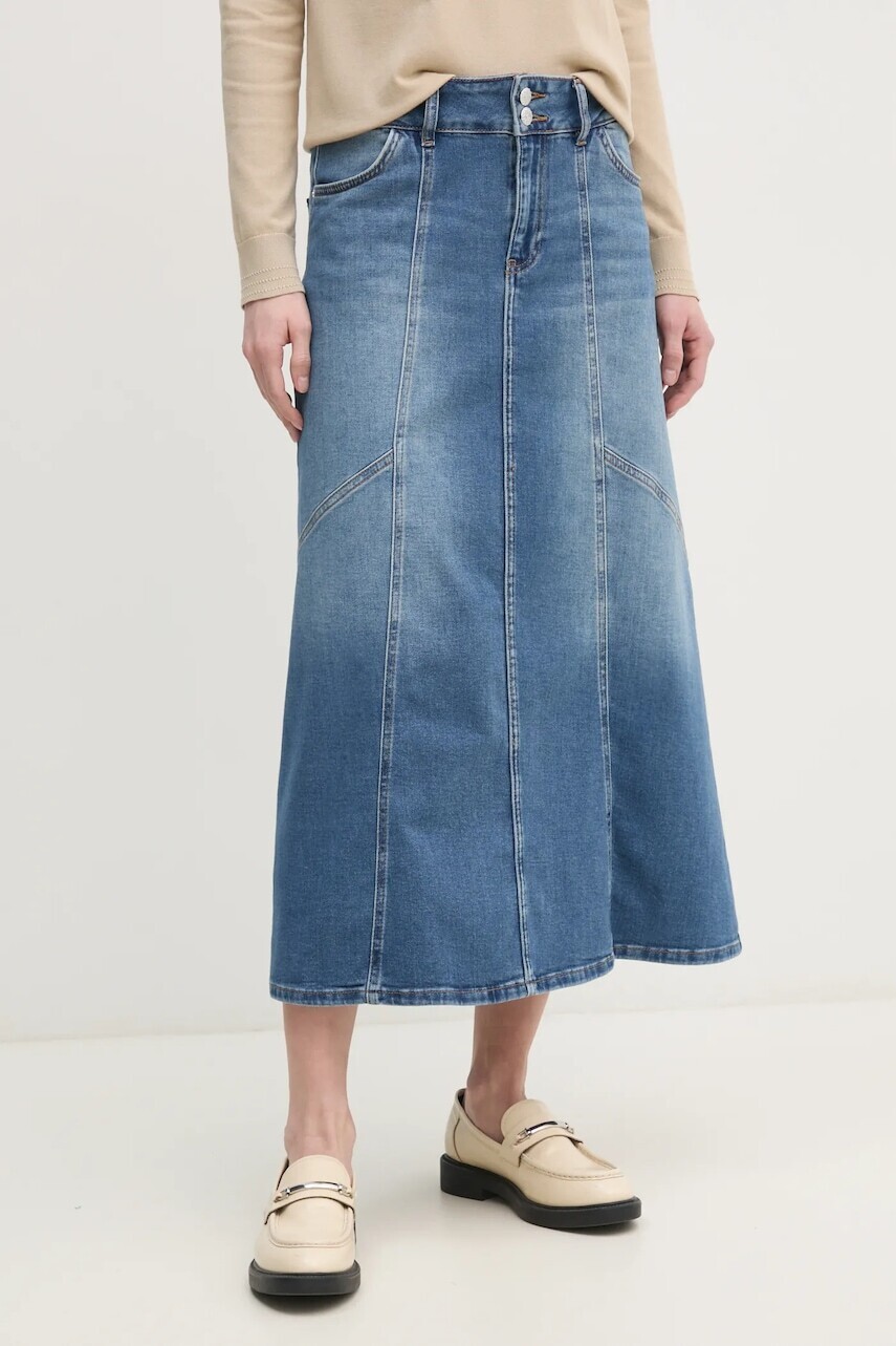 Rifľová sukňa Mos Mosh midi, áčkový strih, 170140