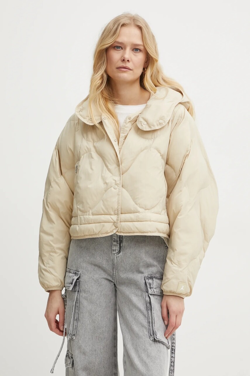 Bunda Patrizia Pepe dámska, béžová farba, prechodná, oversize, 8O0168 A554