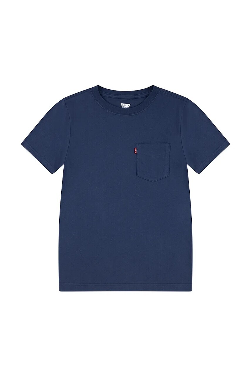 Detské bavlnené tričko Levi's SUNSET POCKET TEE tmavomodrá farba, jednofarebné, 8EM359
