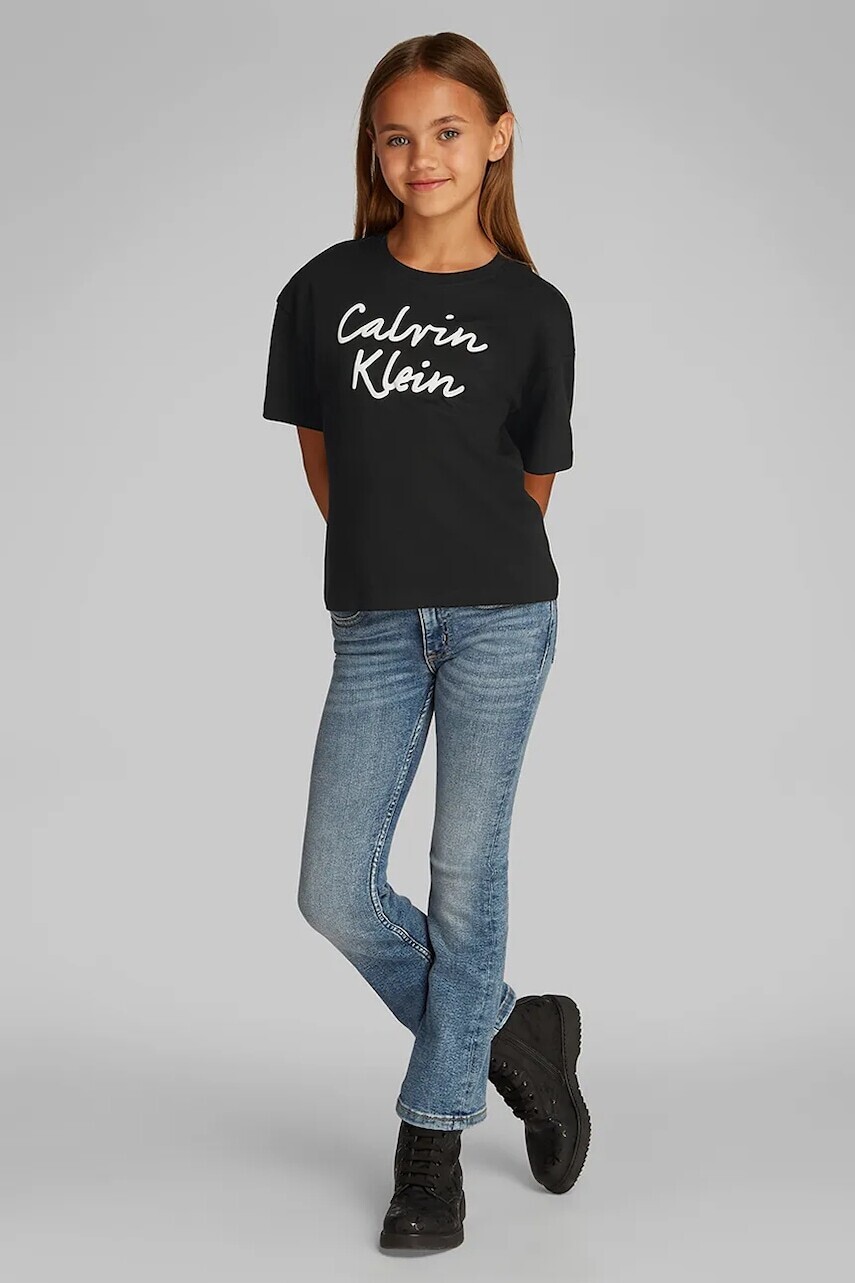 Detské bavlnené tričko Calvin Klein Jeans čierna farba, IG0IG02864