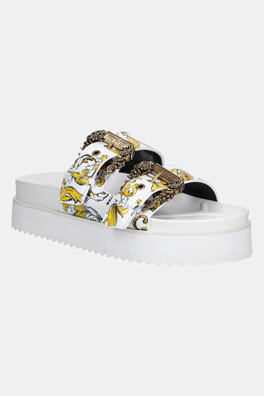 Šľapky Versace Jeans Couture dámske, biela farba, na platforme, 78VA3SM1 ZS366 G03