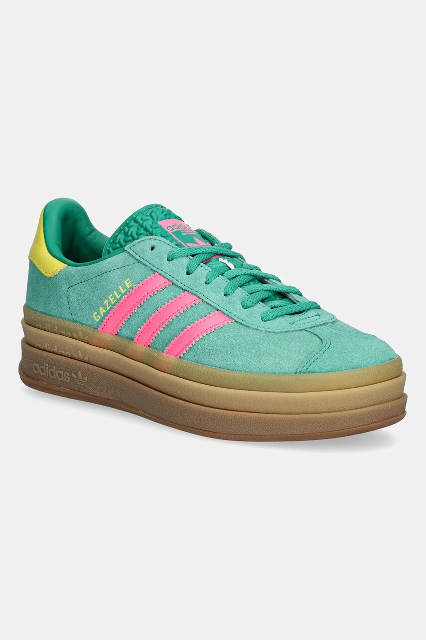 Semišové tenisky adidas Originals Gazelle Bold zelená farba, JH9668