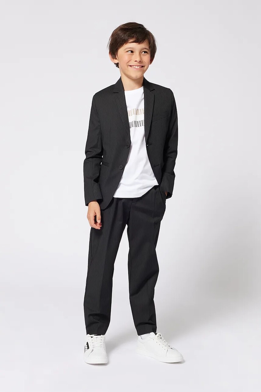 Detské bavlnené tričko BOSS biela farba, s potlačou, J52035