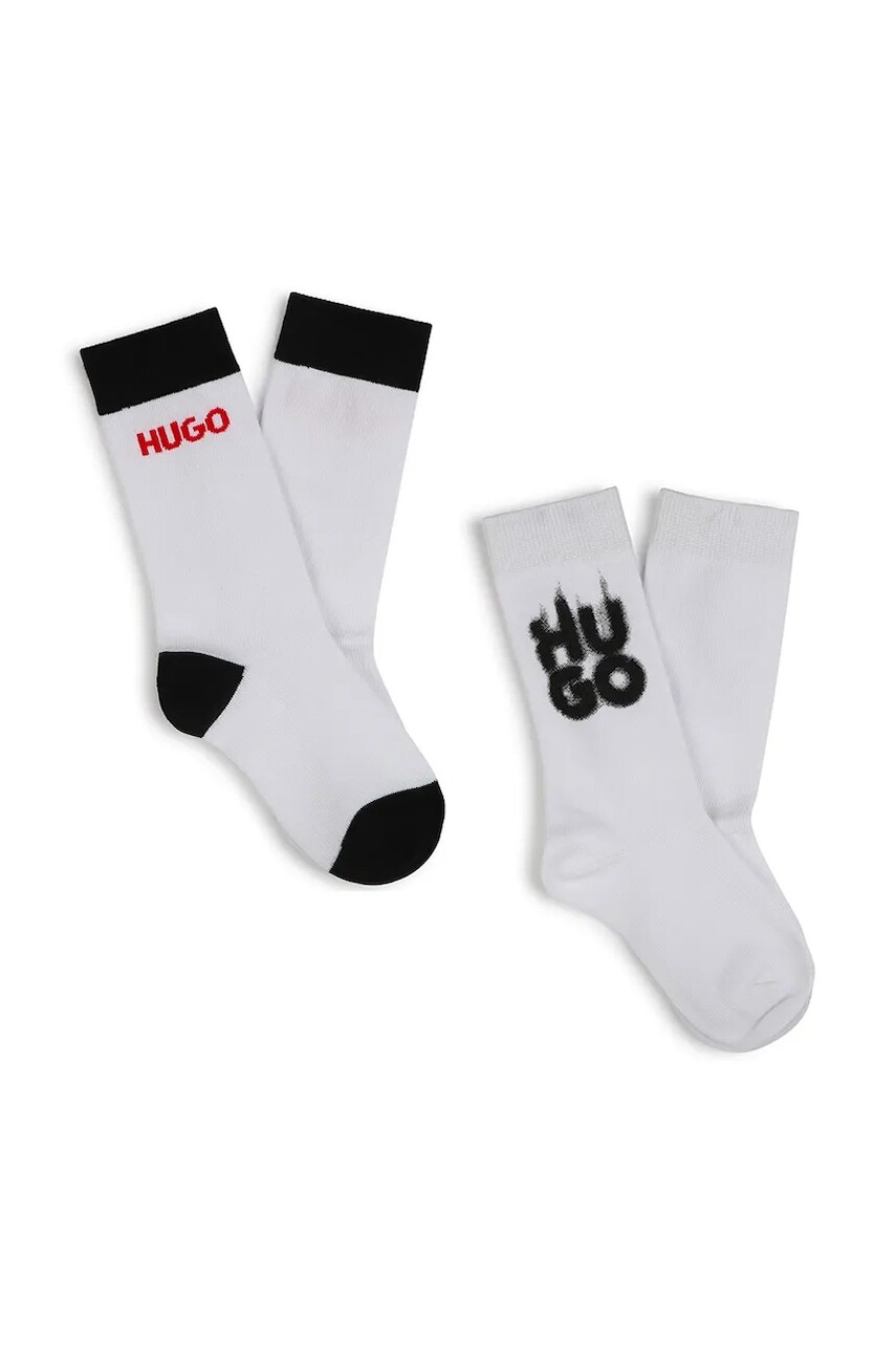 Detské ponožky HUGO 2-pak biela farba, G00324