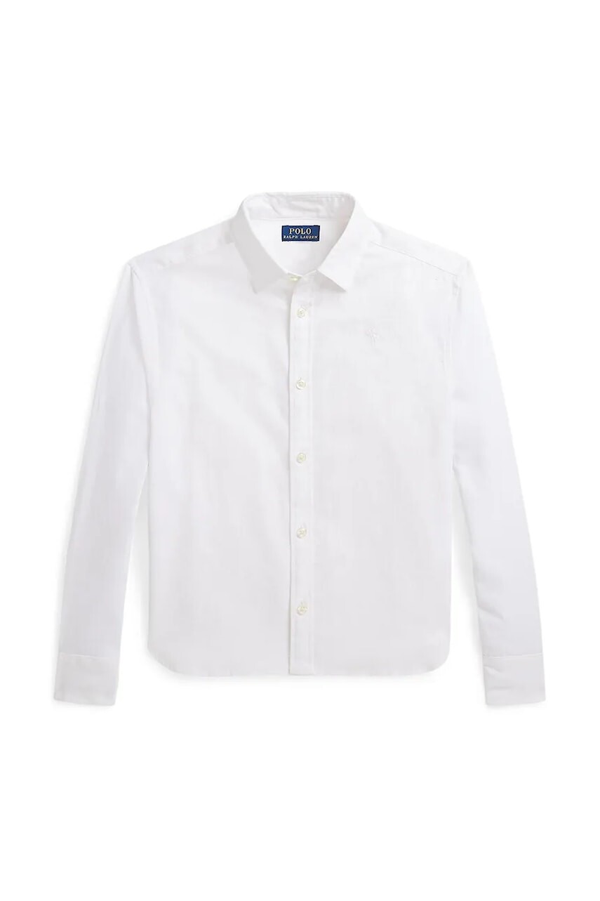 Detská ľanová košeľa Polo Ralph Lauren biela farba, 313964549001