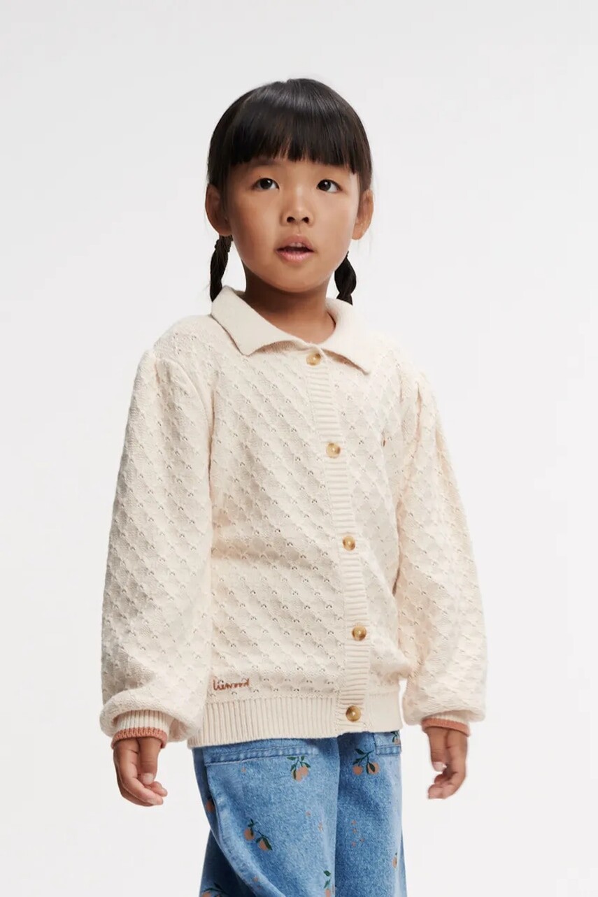 Detský bavlnený kardigan Liewood Jane Knit Cardigan béžová farba, LW19948