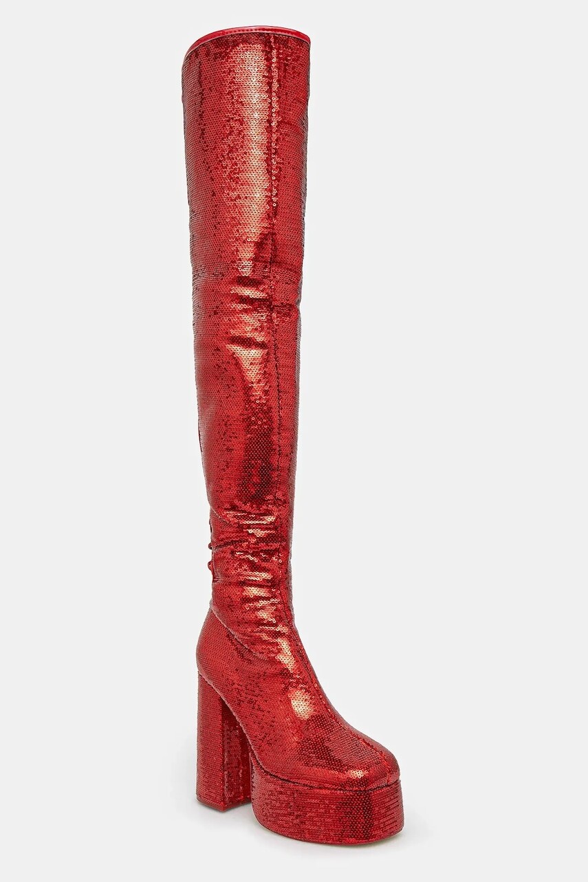 Vysoké čižmy Koi Footwear dámske, červená farba, na podpätku, Creature of the Night