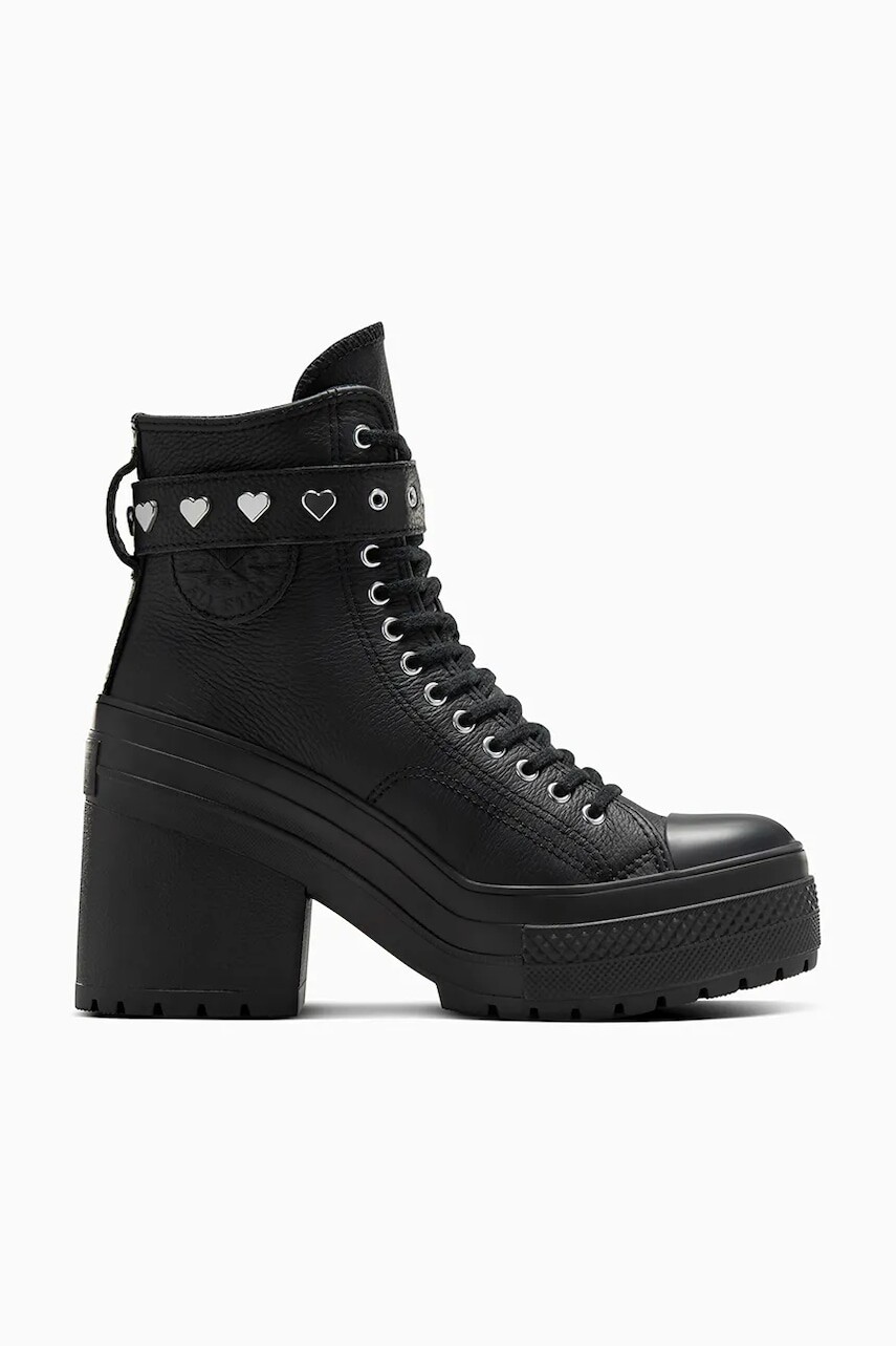 Kožené tenisky Converse Chuck 70 De Luxe Heel Valentine's Day čierna farba, A10634C