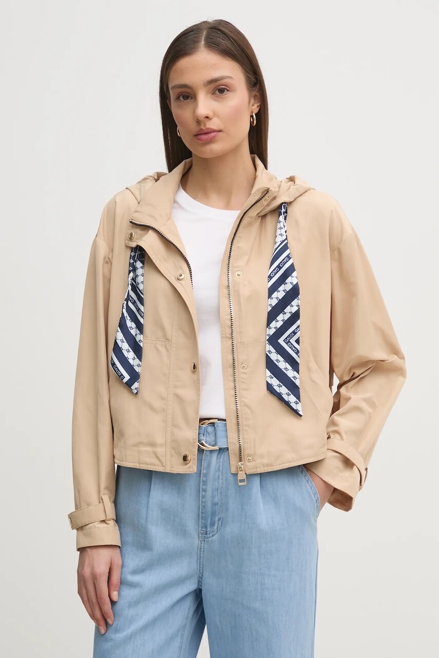 Bunda Gaudi béžová farba, prechodná, oversize, 511BD35009