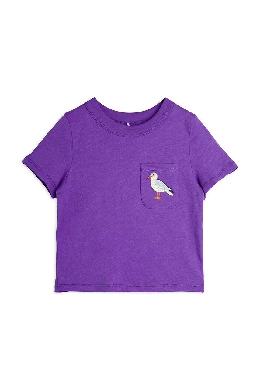Detské bavlnené tričko Mini Rodini Seagull fialová farba, jednofarebné, 2522013645