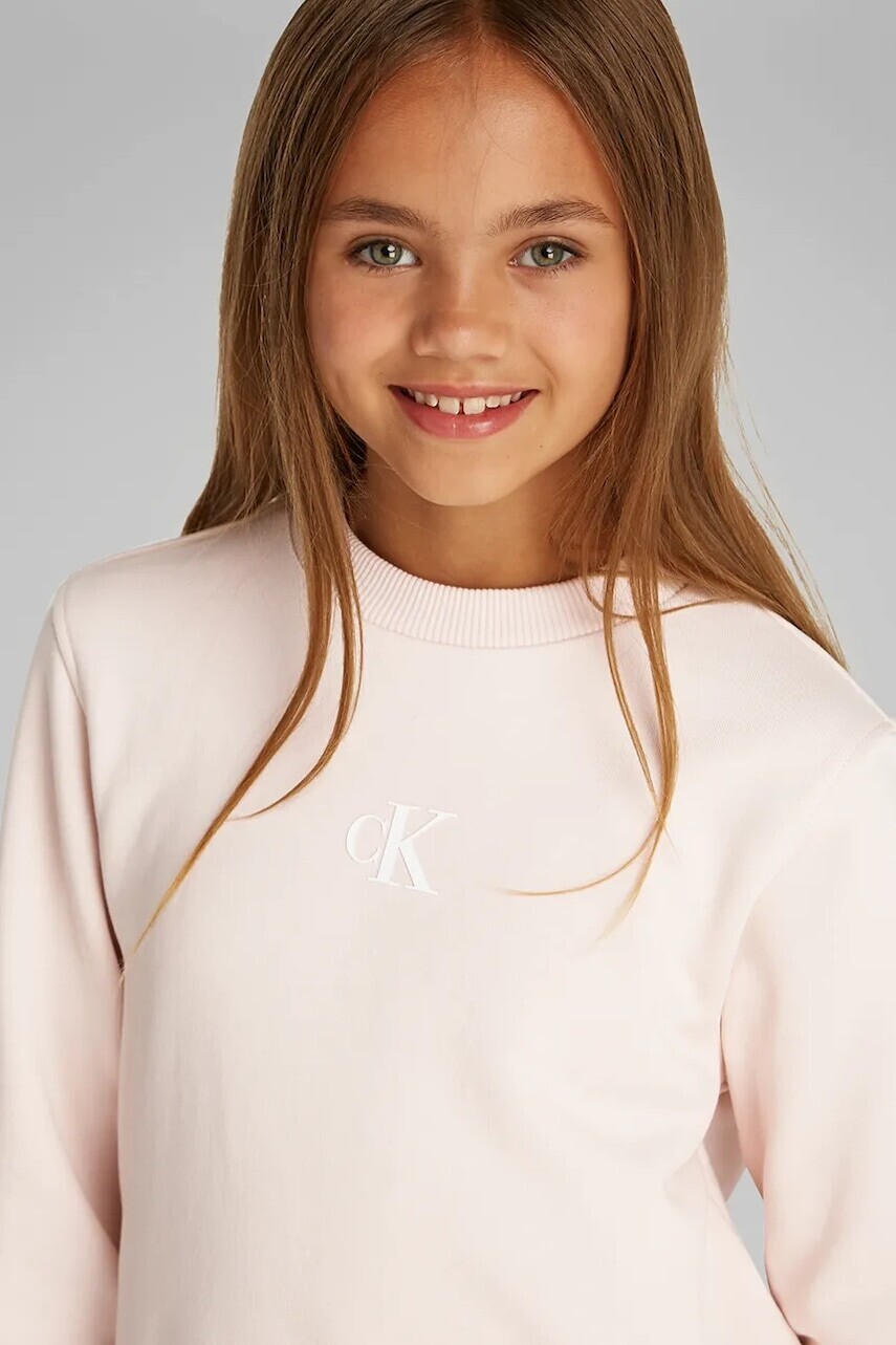 Detská mikina Calvin Klein Jeans ružová farba, jednofarebná, IG0IG02958