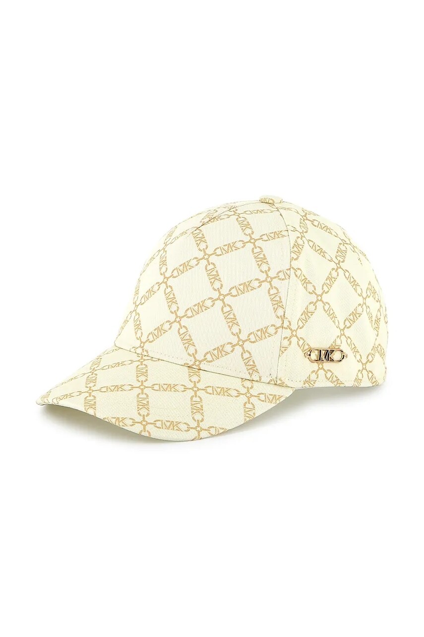 Detská bavlnená šiltovka Michael Kors béžová farba, vzorovaná, R30259