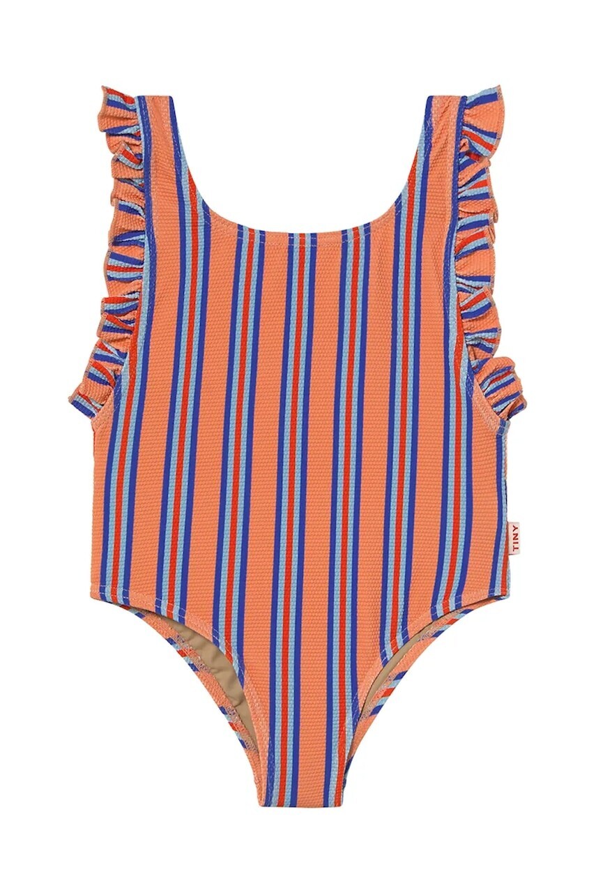 Jednodielne detské plavky Tinycottons STRIPES SWIMSUIT oranžová farba, SS25-277
