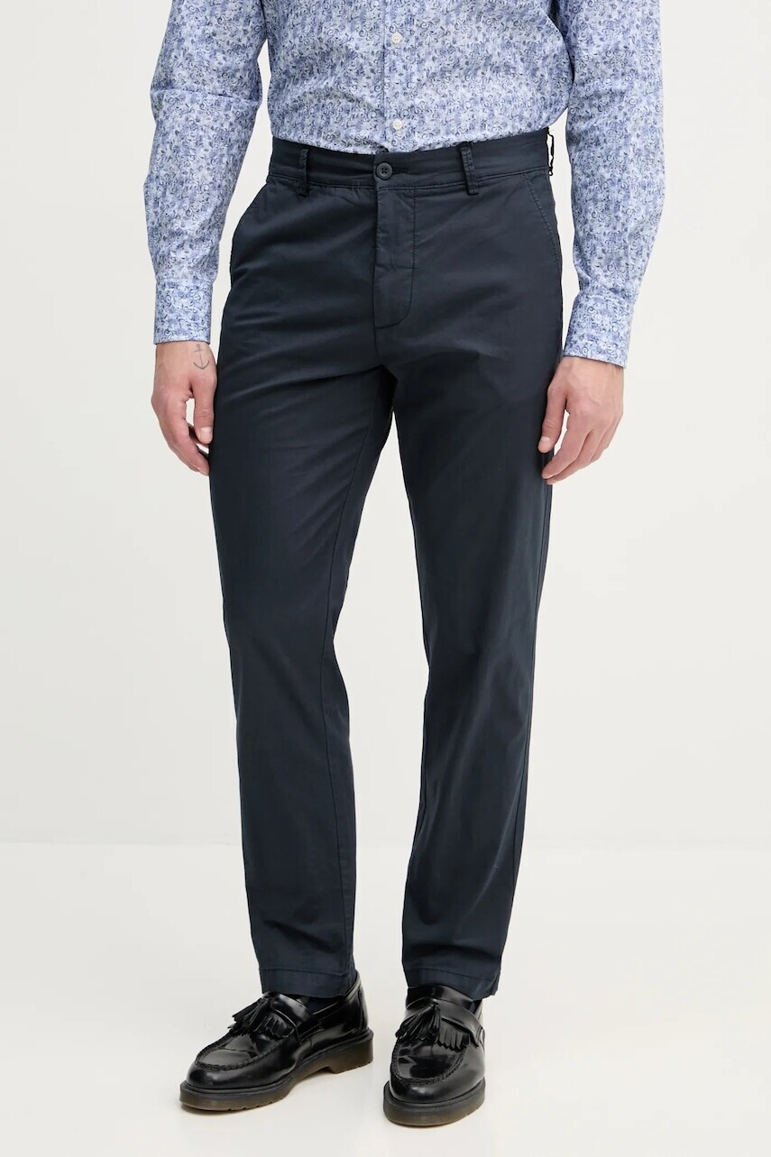 Nohavice Pepe Jeans SLIM CHINO POPLIN pánske, tmavomodrá farba, rovné, PM211873