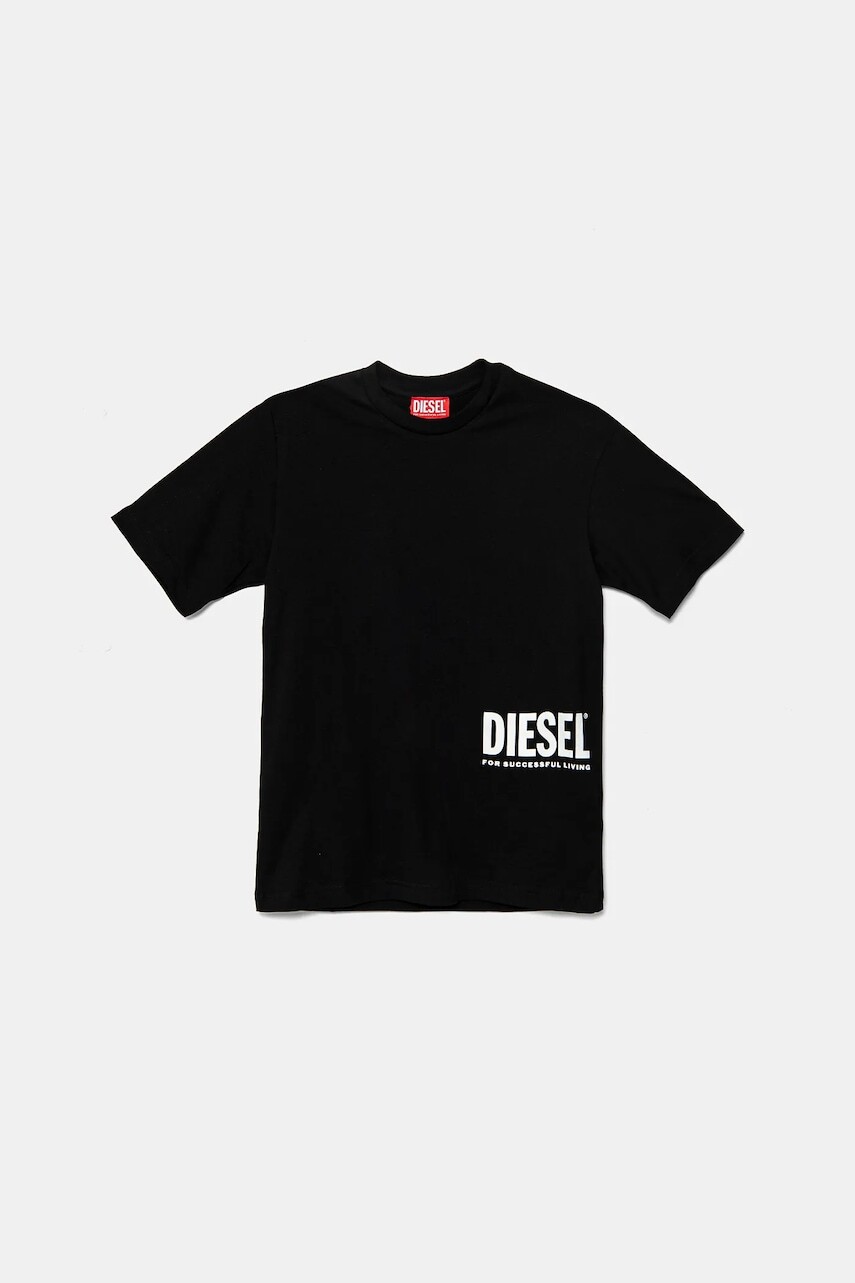 Detské bavlnené tričko Diesel MTFIND OVER T-SHIRTS čierna farba, s potlačou, J02283