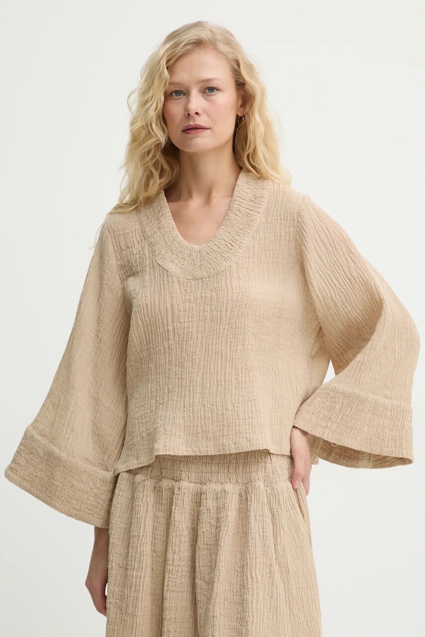 Blúzka By Malene Birger MOON dámska, béžová farba, jednofarebná, 103388