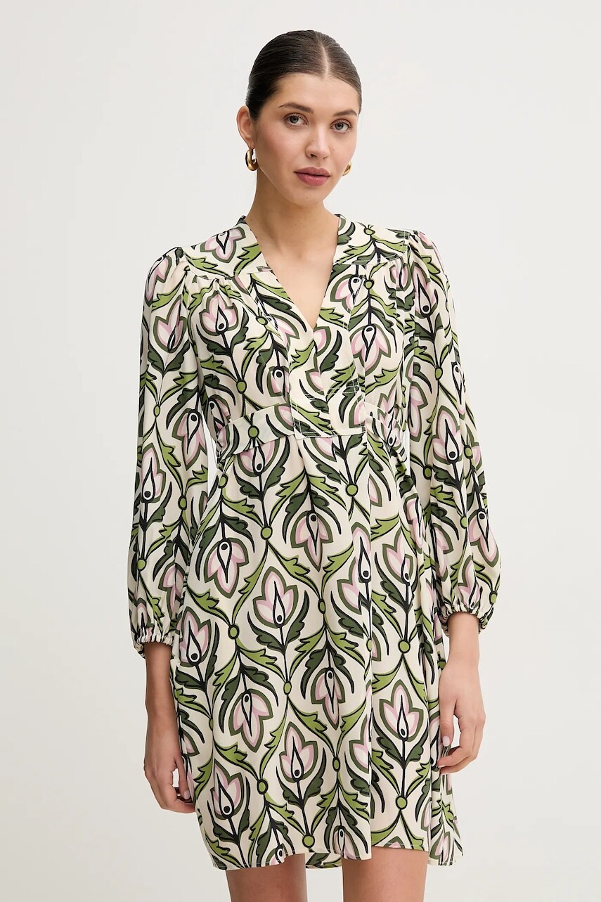 Hodvábne šaty Weekend Max Mara béžová farba, mini, áčkový strih, 2515221061600