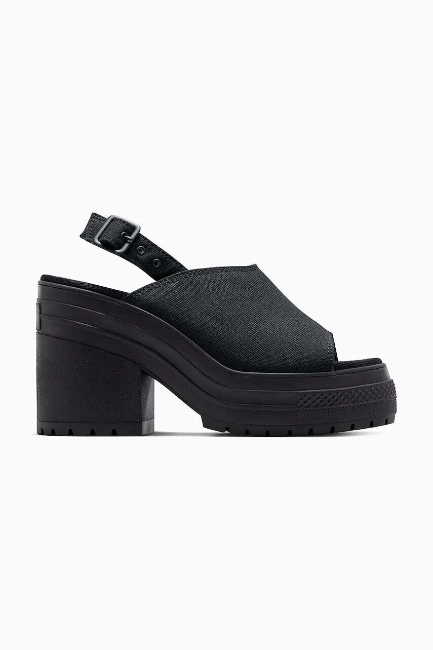 Sandále Converse Chuck 70 De Luxe Heel Nu dámske, čierna farba, na podpätku, A12567C