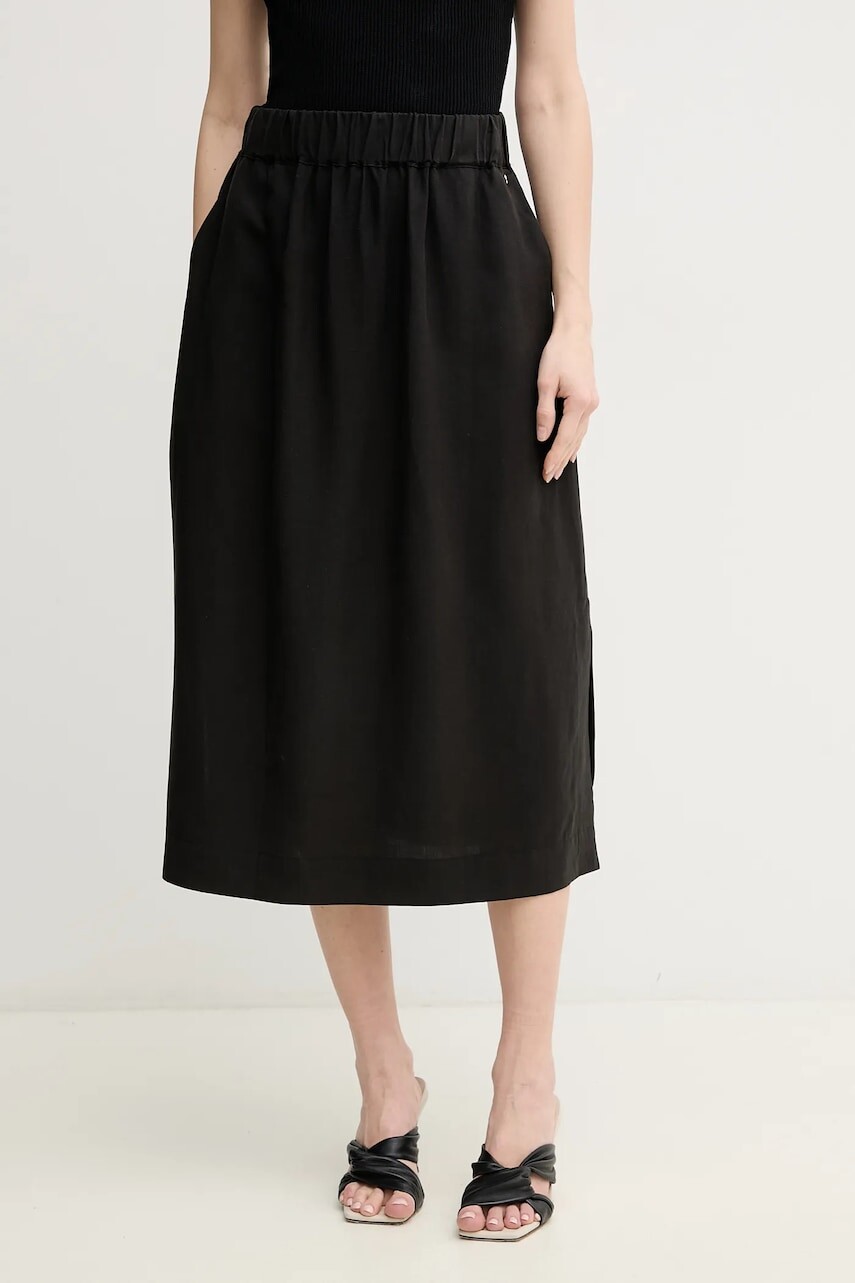 Sukňa Mos Mosh čierna farba, midi, rovný strih, 169640