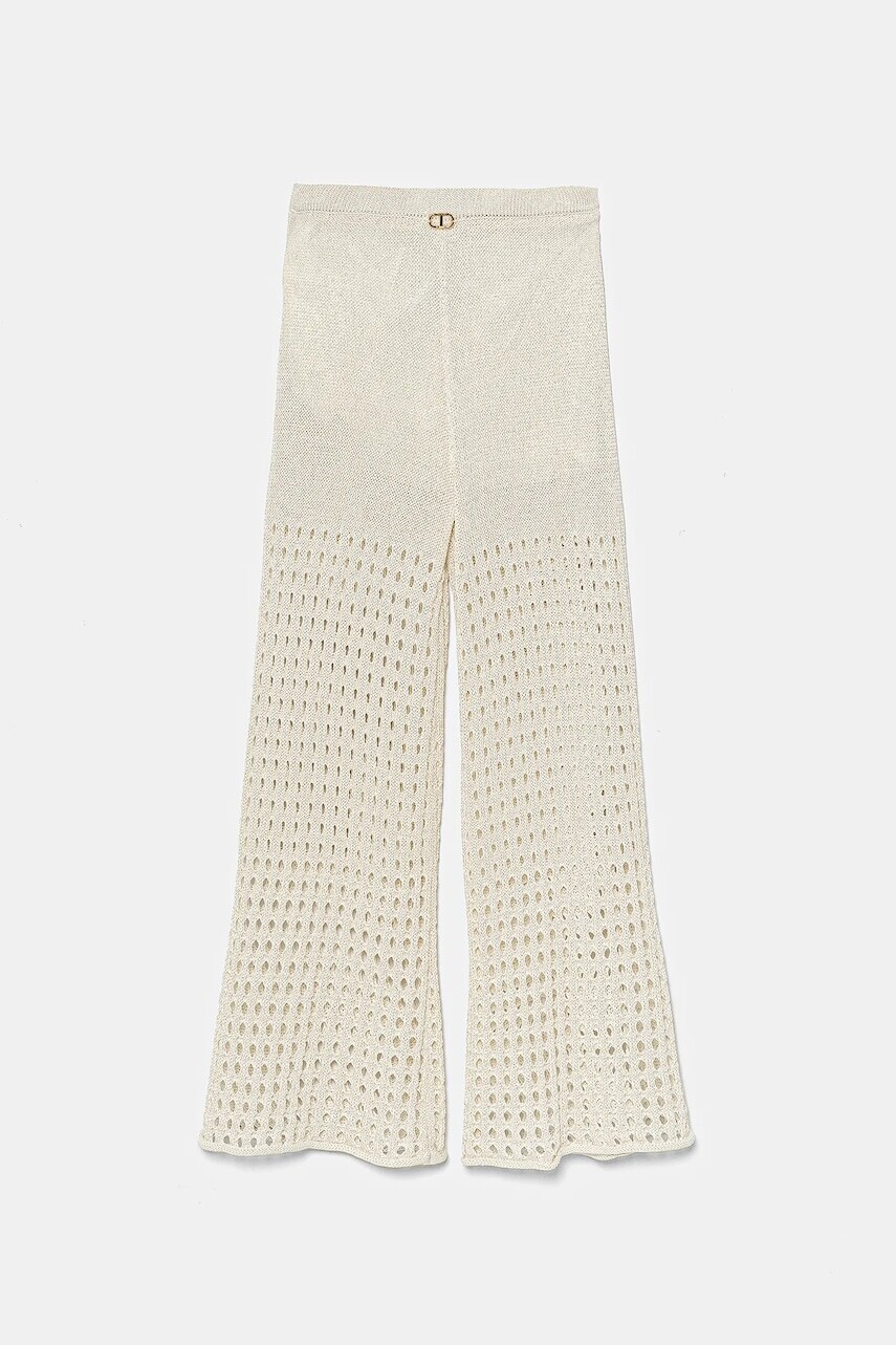 Detské nohavice Twinset biela farba, jednofarebné, 251GJ3432